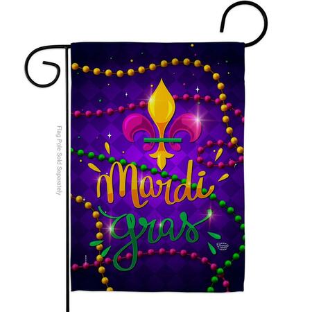 ORNAMENT COLLECTION 13 x 18.5 in. Mardi Gras Beads Garden Flag with Spring Double-Sided Decorative Vertical Flags OR583598